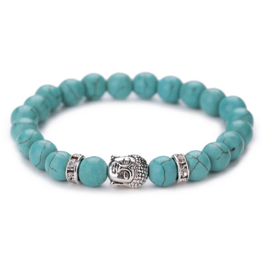 Turquoise Crystal Buddha Bead Bracelet - Exquisite Crystals