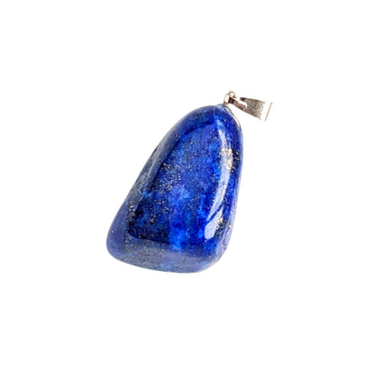 Lapis Tumbled Stone Pendant and Sterling Silver Chain Necklace - Exquisite Crystals