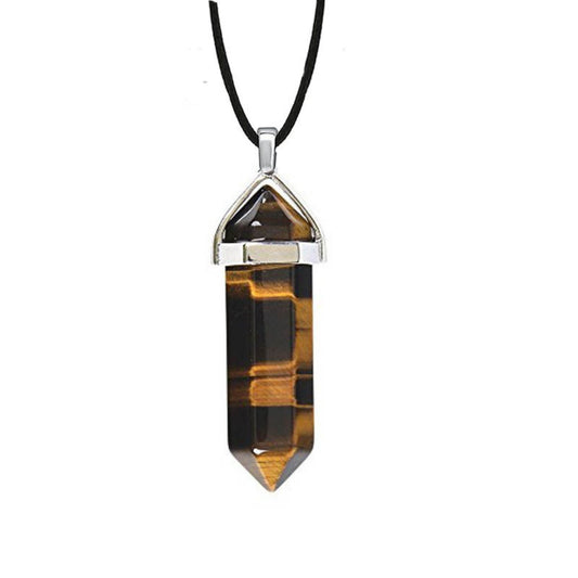 Tiger Eye Crystal Fixed Point Pendant Necklace - Exquisite Crystals