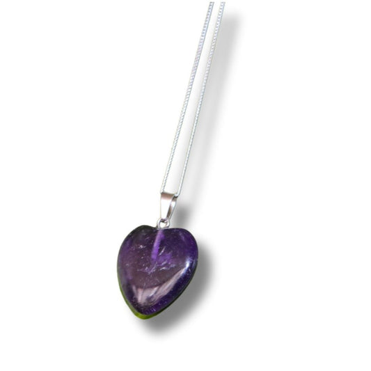 Amethyst Crystal Heart Pendant Necklace - Exquisite Crystals