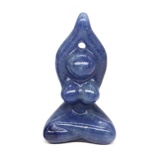 Blue Aventurine Crystal Yoga Figurine Carved from Natural Stone - Exquisite Crystals