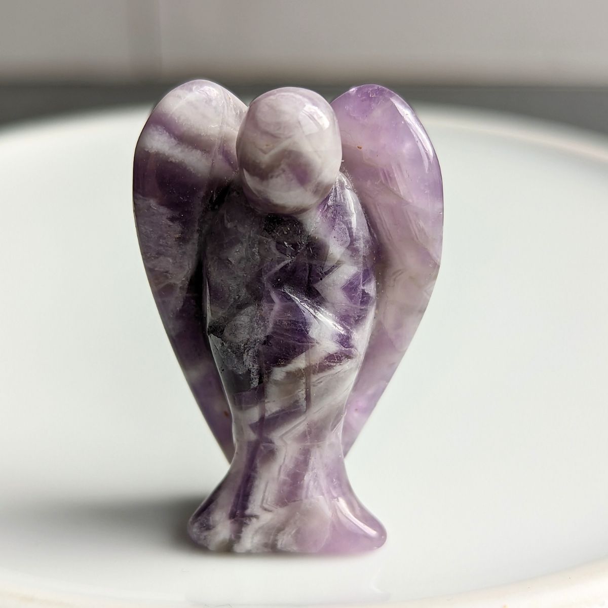 Small Amethyst Crystal Angel Figurine Carved from Natural Stone - Exquisite Crystals