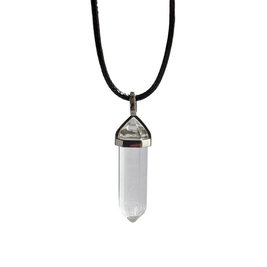 Clear Quartz Crystal Fixed Point Pendant Necklace