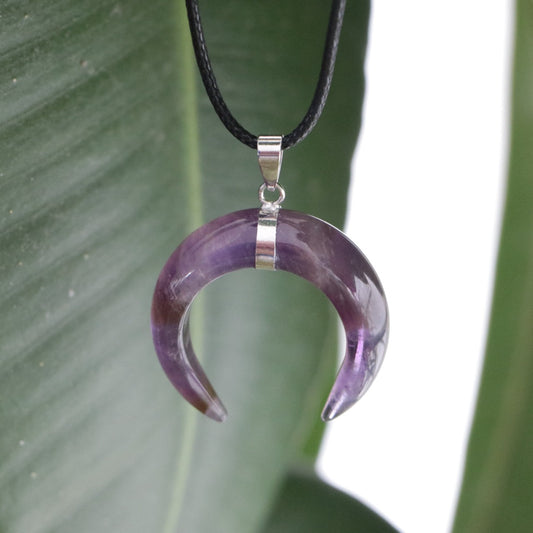 Amethyst Moon Crystal Pendant Necklace - Exquisite Crystals