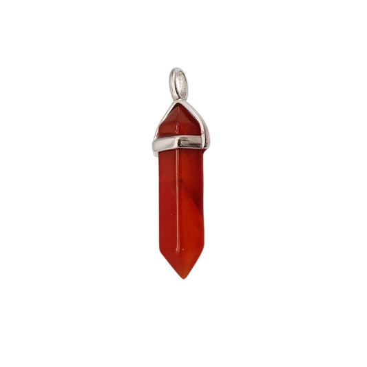 Carnelian Crystal Fixed Point Pendant Necklace - Exquisite Crystals