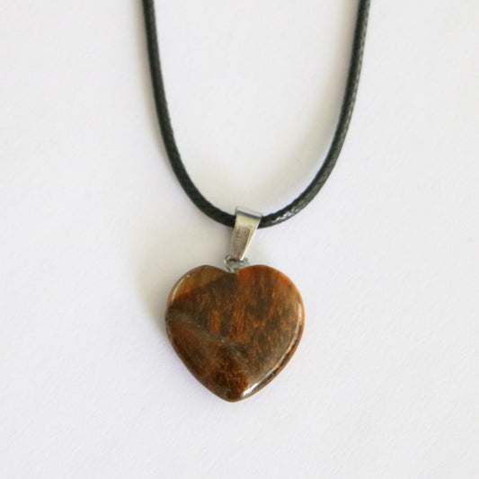 Tigers Eye Crystal Heart Pendant Necklace