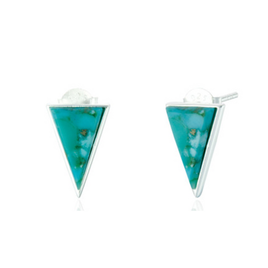 Liga Sterling Silver Turquoise Triangle Stud Earrings - Exquisite Crystals