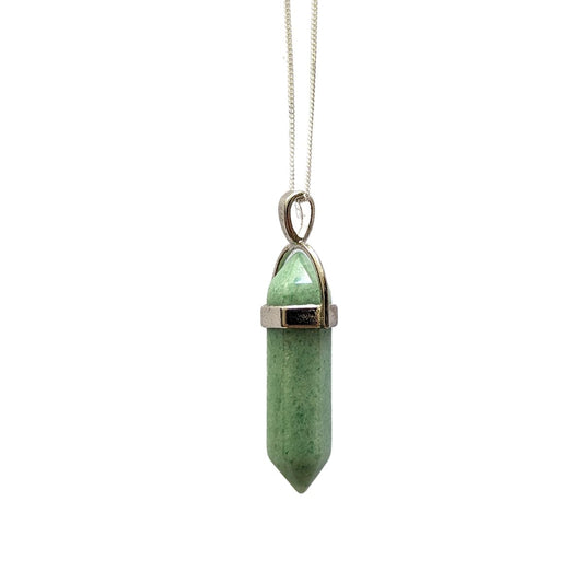Green Aventurine Crystal Point Pendant Necklace
