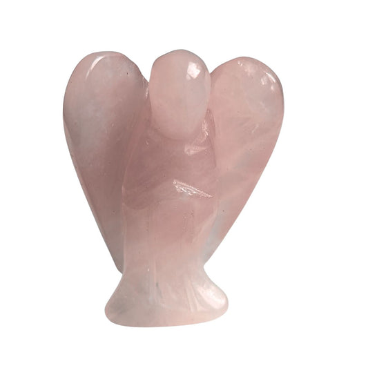 Rose Quartz Crystal Angel Figurine Carved from Natural Stone - Exquisite Crystals