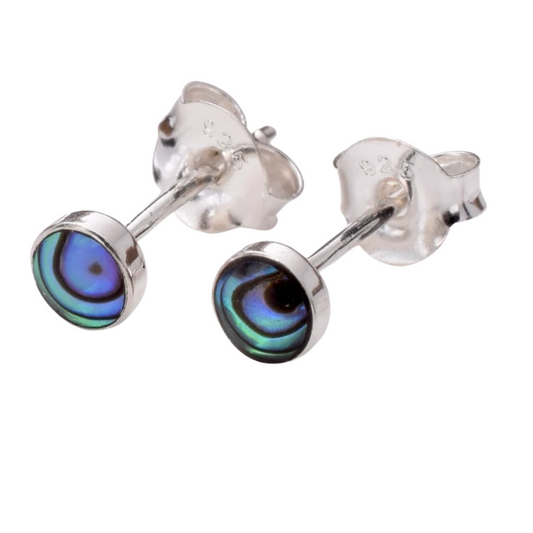 Sterling Silver Abalone Stud Earrings - Exquisite Crystals