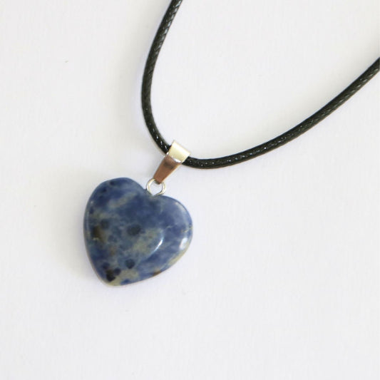 Sodalite Crystal Heart Pendant Necklace