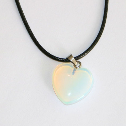 Opalite Crystal Heart Pendant Necklace