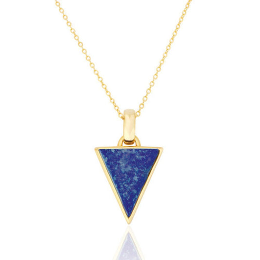 Liga Sterling Silver Triangle Lapis Pendant and chain Necklace - Exquisite Crystals