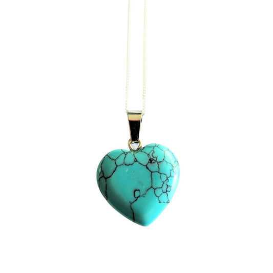 Turquoise Crystal Heart Pendant Necklace
