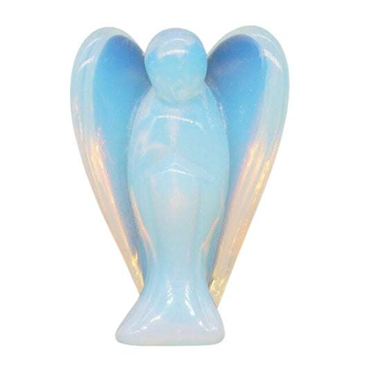 Opalite Small Crystal Angel Figurine Carved from Natural Stone - Exquisite Crystals