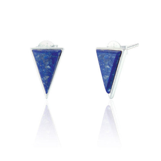 Liga Sterling Silver Lapis Triangle Stud Earrings - Exquisite Crystals