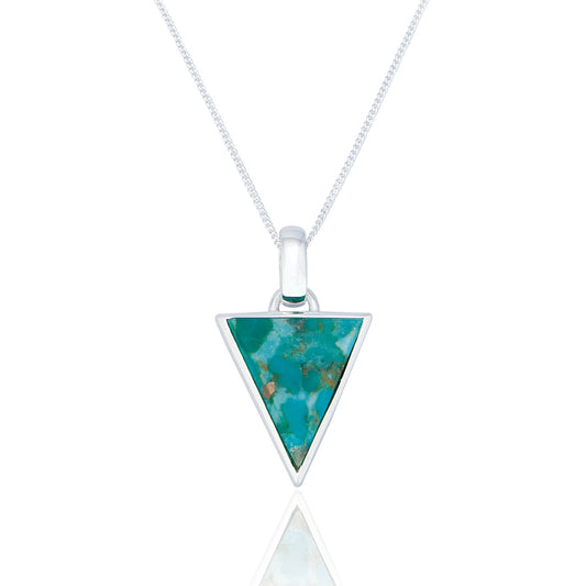 Liga Sterling Silver Triangle Turquoise Pendant and Chain Necklace - Exquisite Crystals