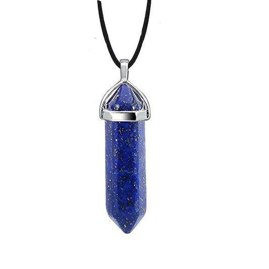 Lapis Lazuli Crystal Fixed Point Pendant Necklace - Exquisite Crystals