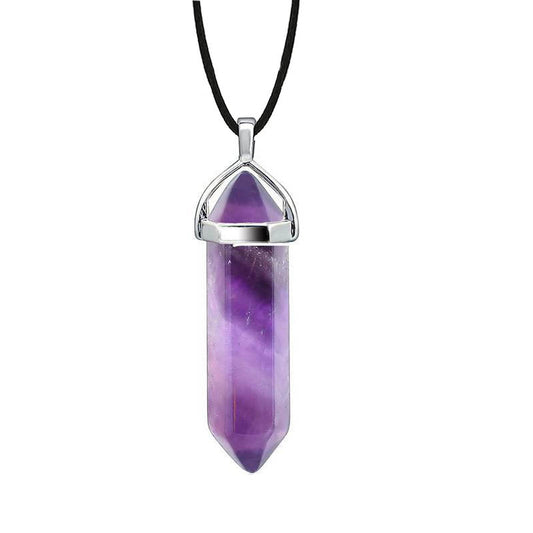 Amethyst Crystal Fixed Point Pendant Necklace - Exquisite Crystals