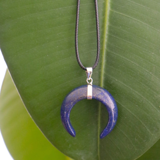 Lapis Moon Crystal Pendant Necklace - Exquisite Crystals