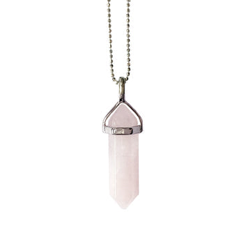Rose Quartz Crystal Fixed Point Pendant Necklace - Exquisite Crystals