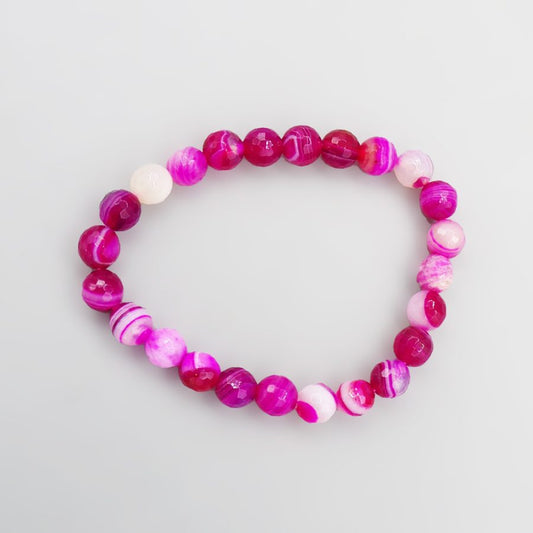 Facet Pink Agate Crystal Bracelet - Exquisite Crystals