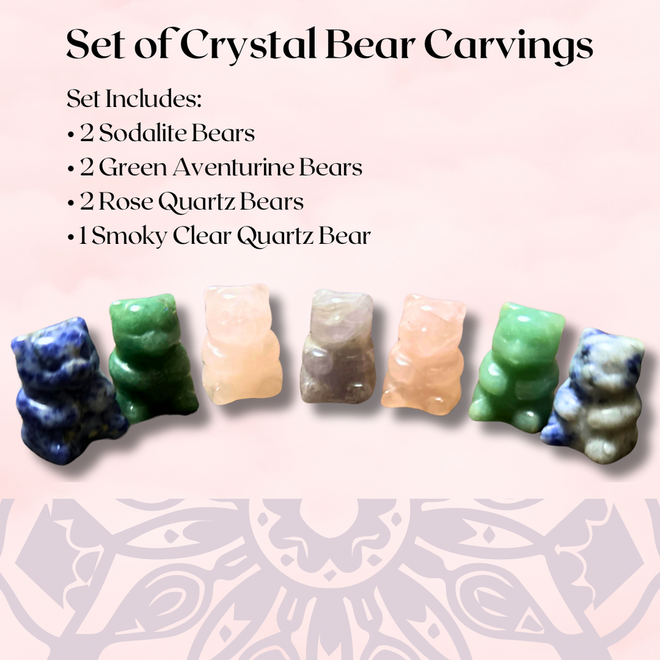 Set of Mini Crystal Bear Carvings