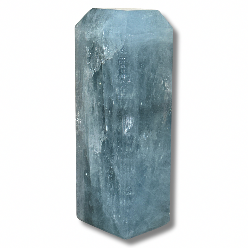 Aquamarine Crystal Tower with Rainbow Inclusions (and natural crack)